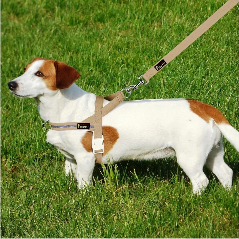 Plutus Pet Cotton Dog Harness Quick Fit Vest Harness Medium Beige, M
